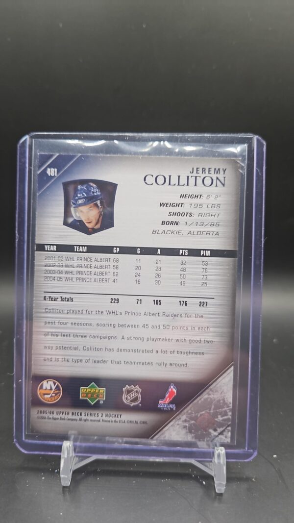2005-06 Upper Deck Young Guns Jeremy Colliton Rookie #481 - Image 2