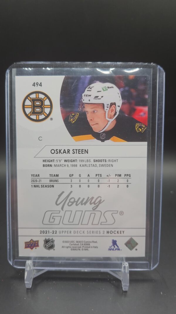 2021-22 Upper Deck Series 2 - Young Guns #494 Oskar Steen - Image 2