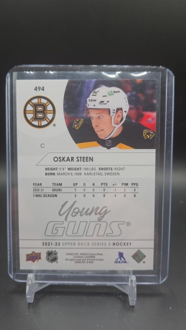 2021-22 Upper Deck Series 2 - Young Guns #494 Oskar Steen - Image 2