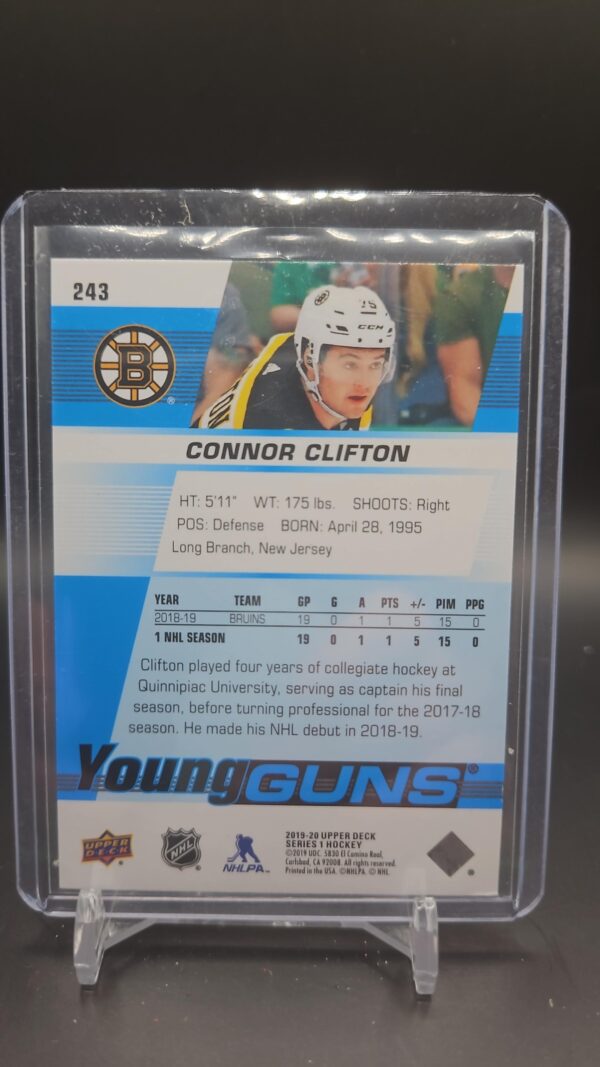 2019-20 Upper Deck Series 1 Young Guns #243 Connor Clifton Rookie - Image 2