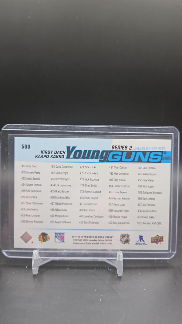 2019-20 Upper Deck Young Guns Checklist Kirby Dach Kaapo Kakko #500 Rookie RC - Image 2