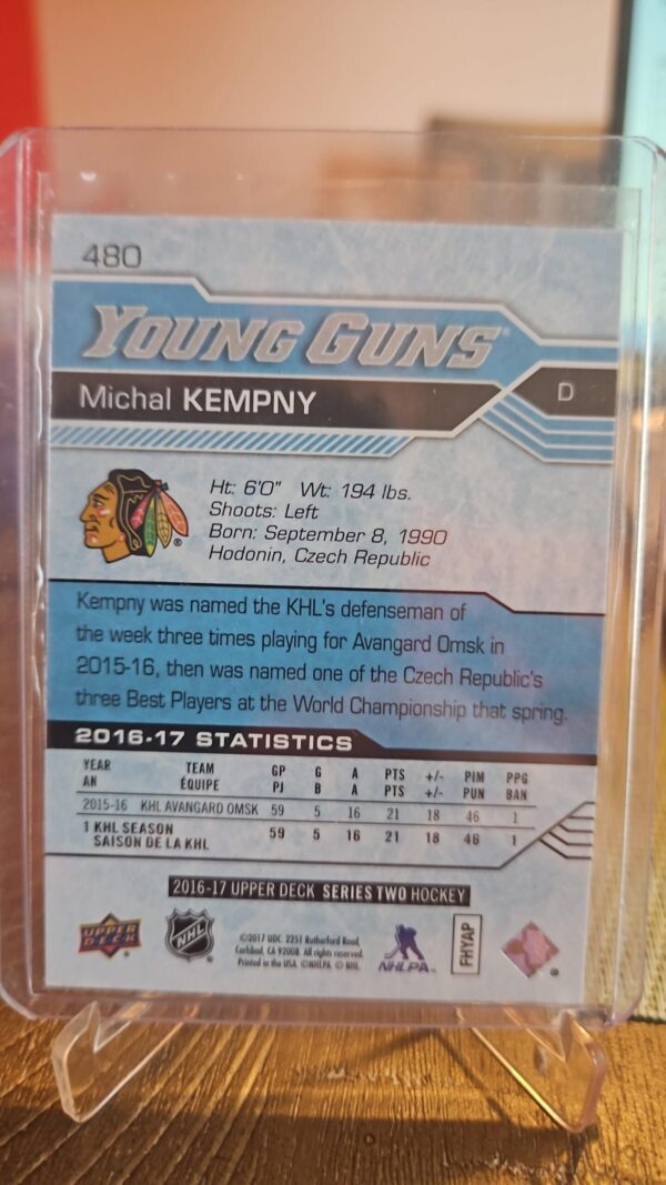 2016-17 Upper Deck Young Guns Michal Kempny Series 2 Chicago#480 - Image 3