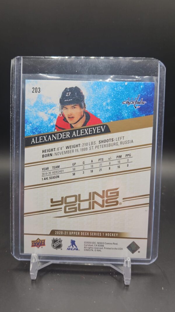 2020-21 Young Guns ALEXANDER ALEXEYEV # 203 SPECKLED RAINBOW FOIL - Image 2