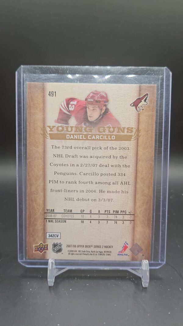 2007-08 Young Guns Daniel Carcillo Rookie Phoenix Coyotes #491 - Image 2