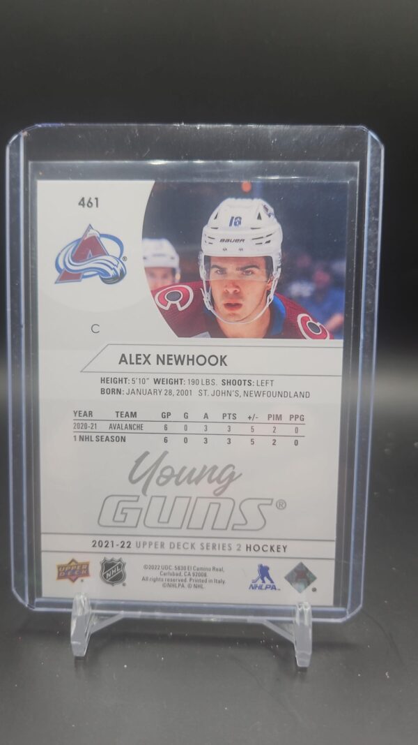 Alex Newhook 2021-22 UD Young Guns Rookie Card #461 – Colorado Avalanche – Mint - Image 2