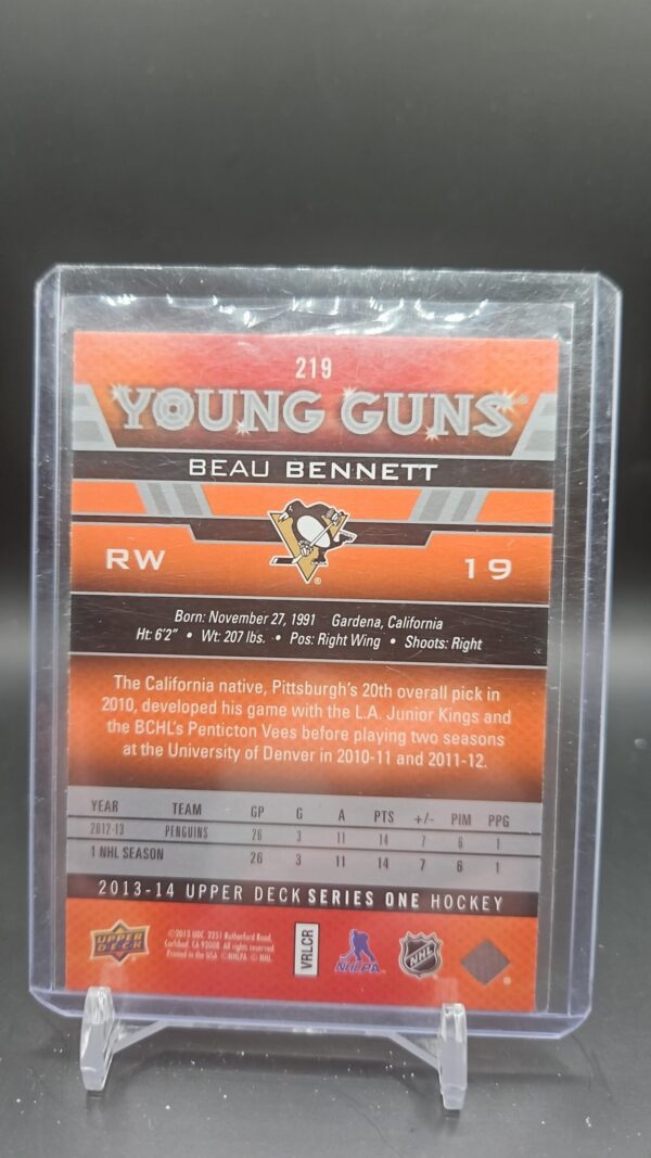 2013/14 UpperDeck BEAU BENNETT YOUNG GUNS Series 1 #219 - Image 2