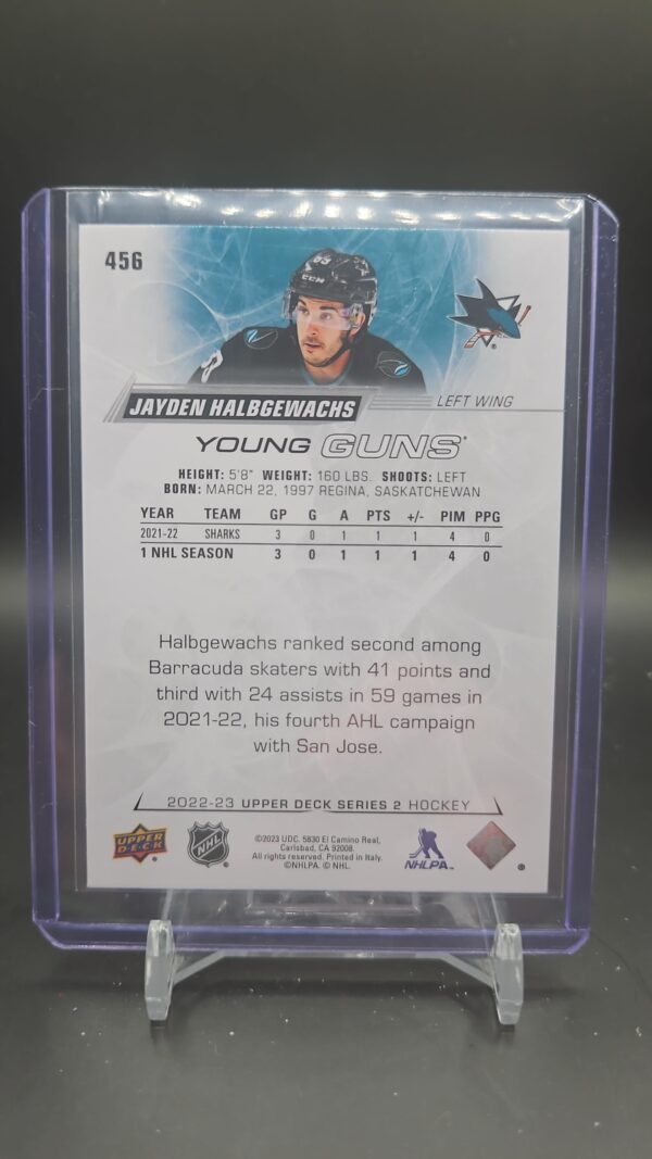 2022-23 Upper Deck Series 2 Jayden Halbgewachs Young Guns #456 Rookie Card RC - Image 2