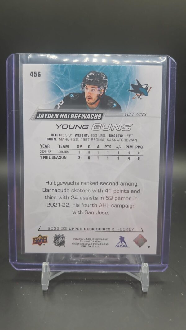 2022-23 Upper Deck Series 2 Jayden Halbgewachs Young Guns #456 Rookie Card RC - Image 2