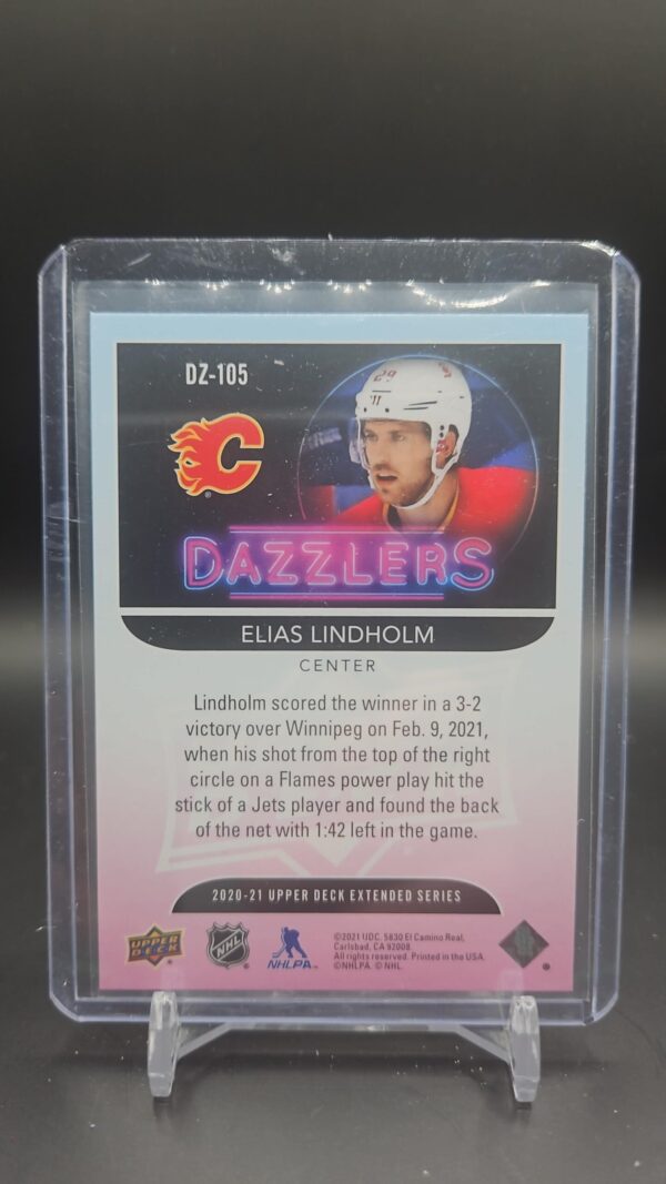 2020-21 Upper Deck Extended Series Dazzlers Blue Elias Lindholm #DZ-105 - Image 2