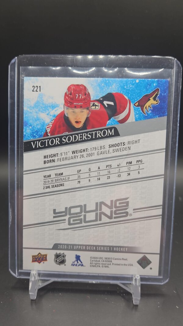 2020-21 Upper Deck Young Guns Jumbo Victor Soderstrom Arizona Coyotes #221 - Image 2