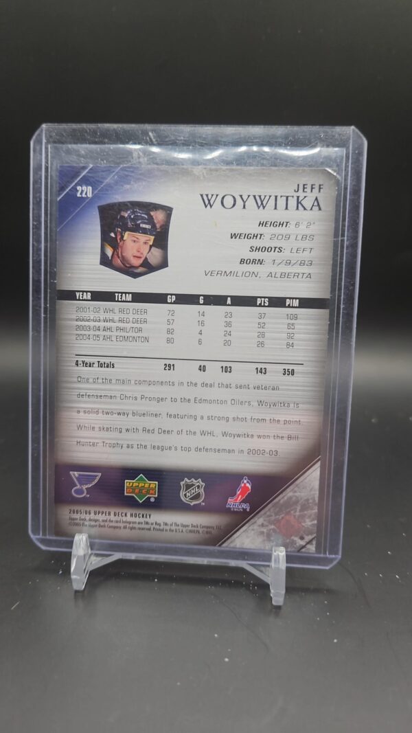 2005-06 Upper Deck Young Guns Jeff Woywitka Rookie St. Louis Blues #220 - Image 2