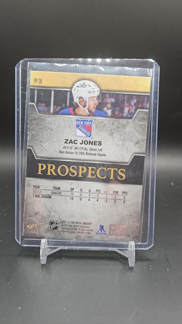 2021 Skybox Metal Universe Zac Jones Rookie Premium Prospects #PP-38 Rangers - Image 2