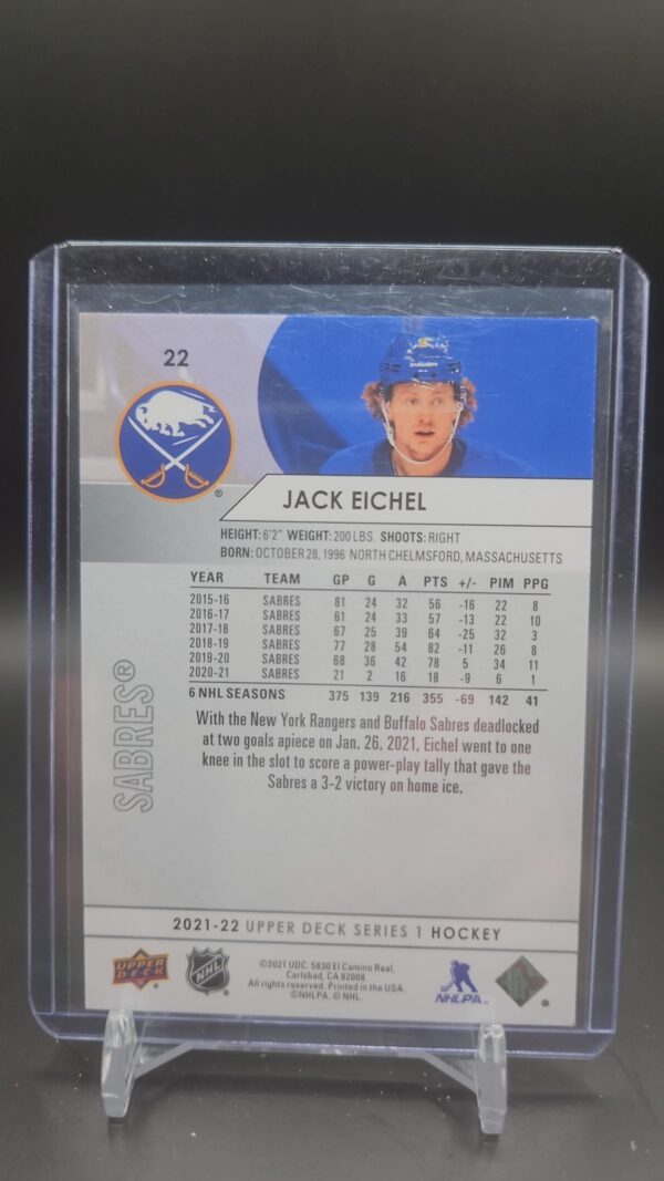 2021-22 Upper Deck Series 1 Image Variations Jack Eichel #22 - Image 2