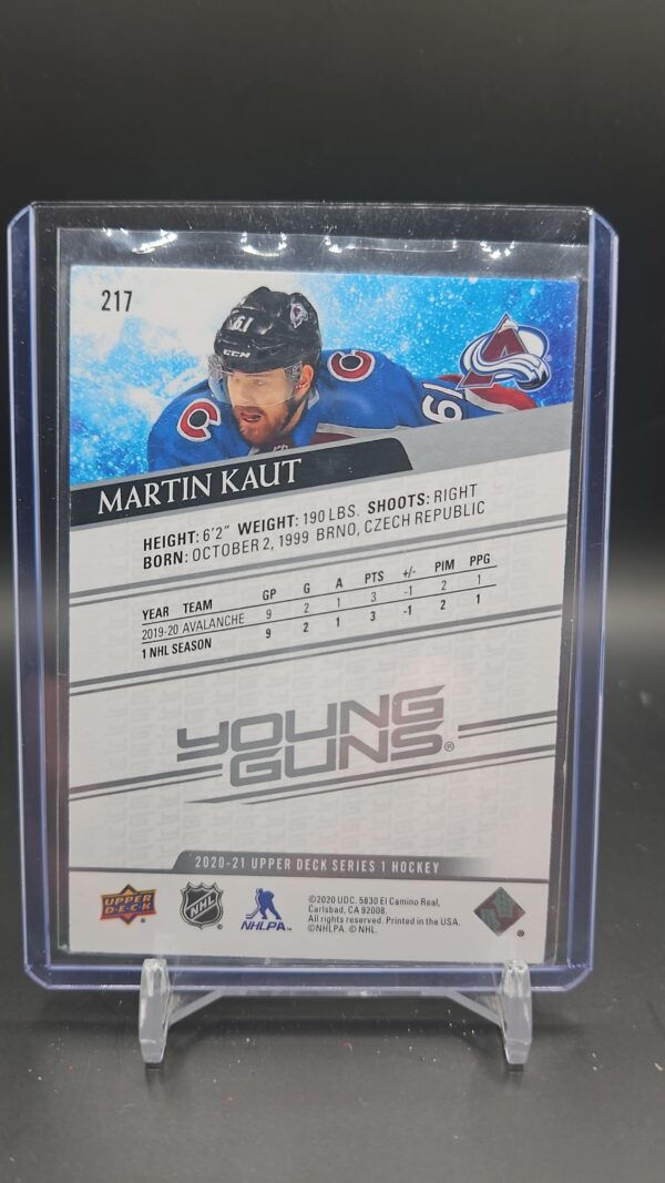 2020-21 UPPER DECK SERIES 1 MARTIN KAUT YOUNG GUNS ROOKIE RC CARD #217 - Image 2