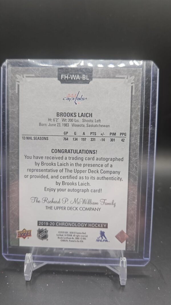 2019-20 Upper Deck Chronology Franchise History Brooks Laich #FH-WA-BL Auto - Image 2
