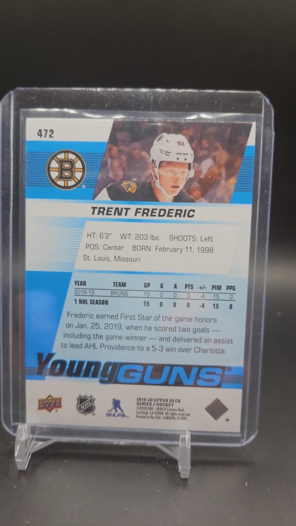 19-20 Upper Deck Series 2 Trent Frederic Young Guns #472 Boston Bruins - Image 2