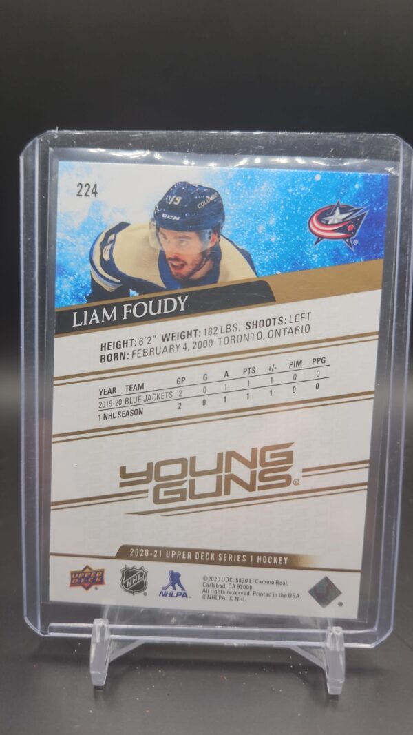 2020-21 Upper Deck Liam Foudy Young Guns Rainbow Foil Rookie #224 - Image 2