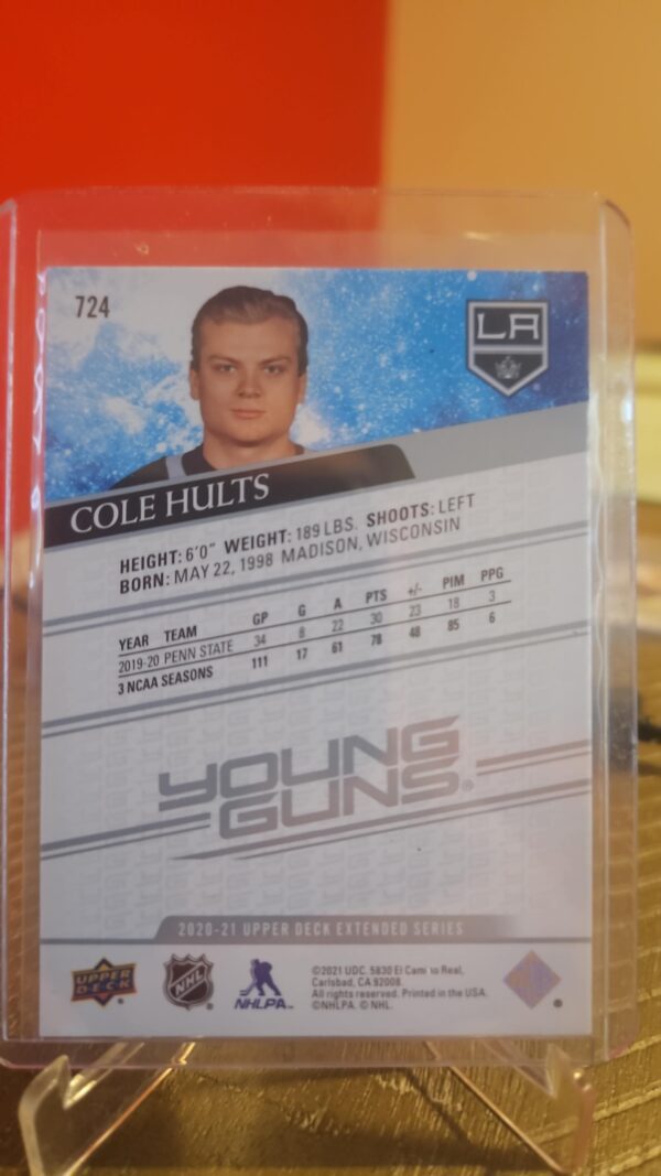 2020-21 Upper Deck Extended Series Young Guns Cole Hults #724 - Image 2