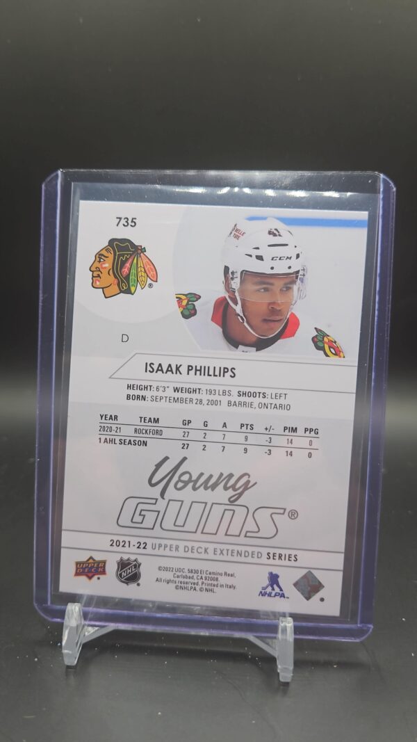 2021-22 Upper Deck Extended Series Young Guns Isaak Phillips #735 - Image 2