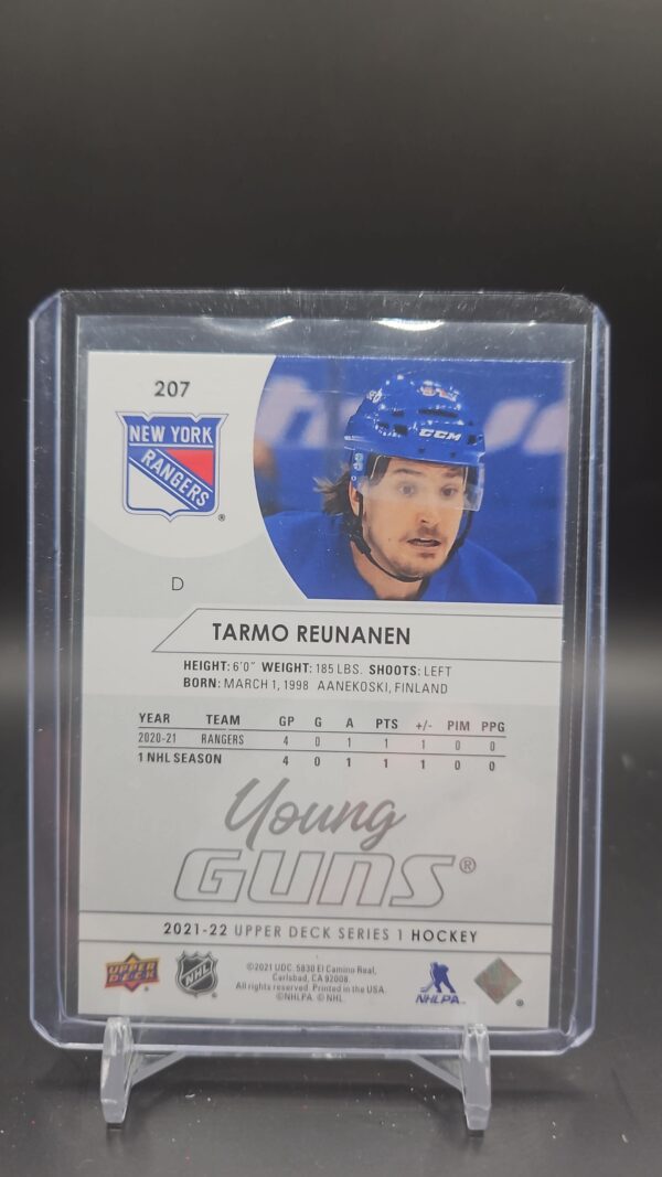 2021-22 Upper Deck Series 1 - #207 Tarmo Reunanen Young Guns - Image 2