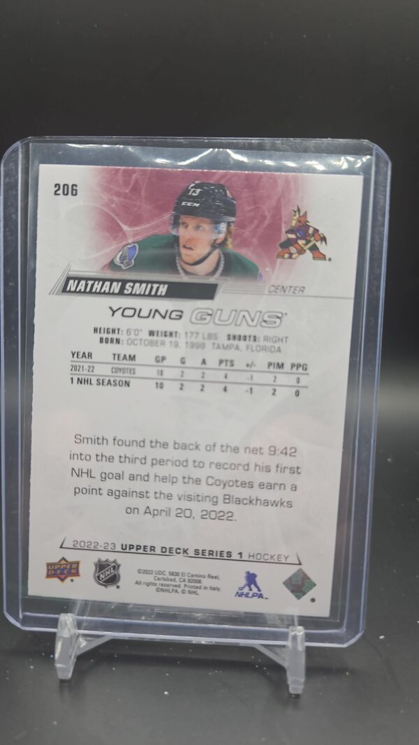 2022-23 Upper Deck Young Guns #206 Nathan Smith Arizona Coyotes Rookie RC - Image 2