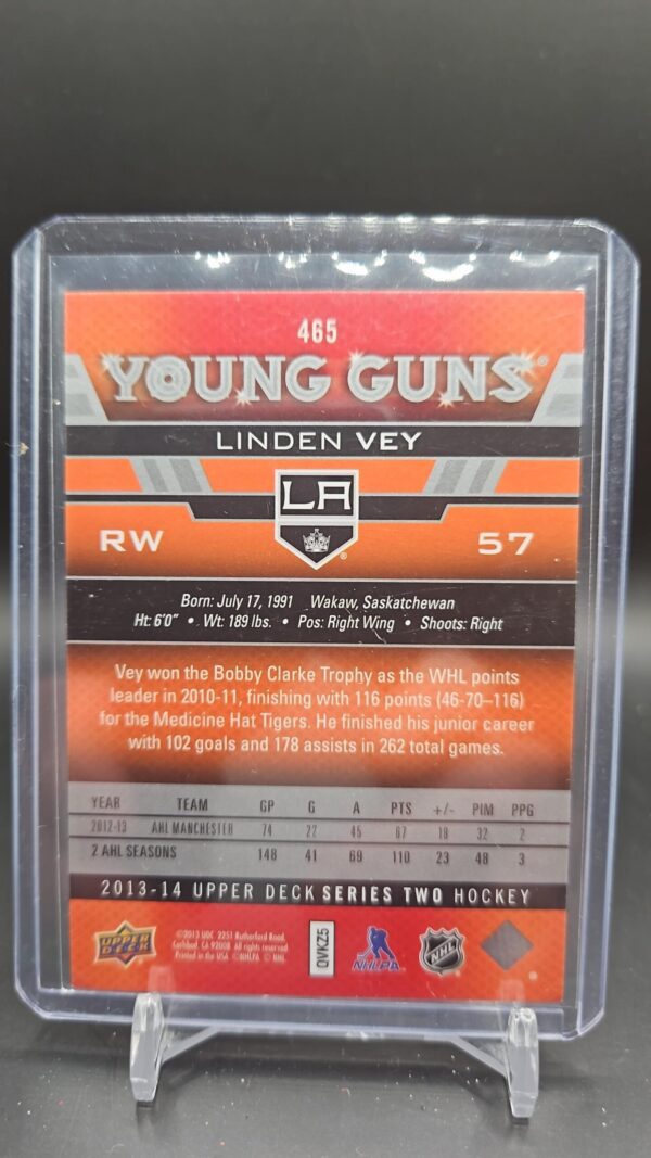 2013-14 Upper Deck Young Guns Rookie #465 Linden Vey - Image 2