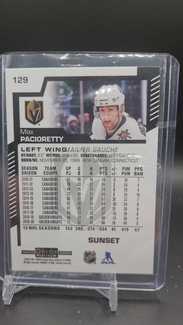 Max Pacioretty 2020-21 O-Pee-Chee Platinum Sunset Parallel Card #129 - Image 2