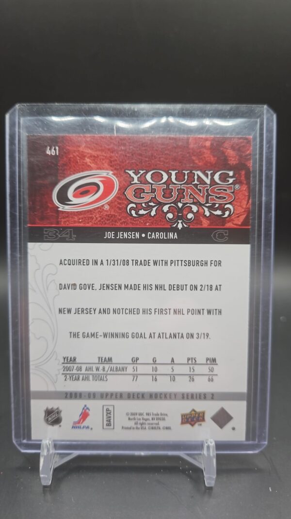 2008-09 Upper Deck Young Guns #461 Joe Jensen Carolina Hurricanes - Image 2