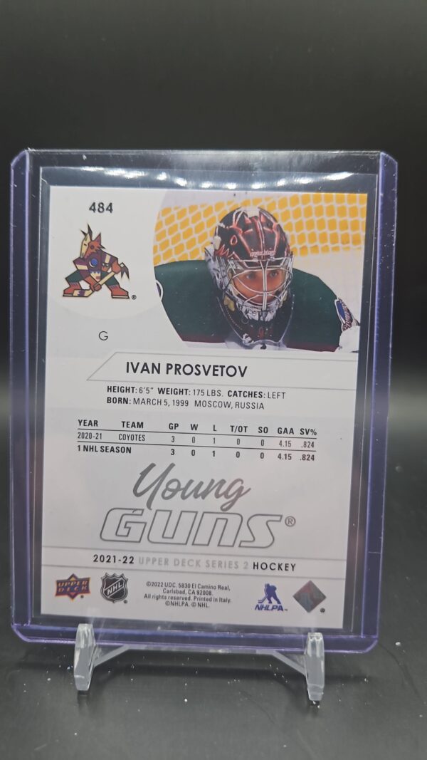 2021-22 Upper Deck Series 2 Young Guns Ivan Prosvetov - Arizona Coyotes #484 - Image 2