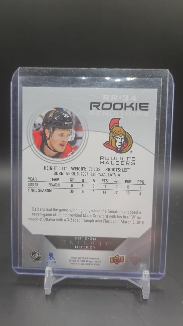 2019-20 Upper Deck Trilogy Rookie Renditions Rudolfs Balcers Rookie #RR-34 - Image 2