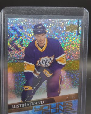 Austin Strand 2020-21 UD Extended Series Young Guns Speckled Rainbow Foil, Los Angeles Kings, rookie card, NHL, foil parallel.