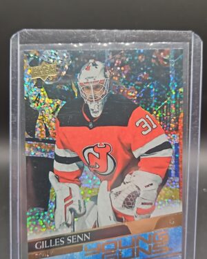2020-21 Upper Deck Young Guns Speckled Rainbow Gilles Senn rookie card #453, Mint condition, New Jersey Devils, top collectible NHL rookie card.