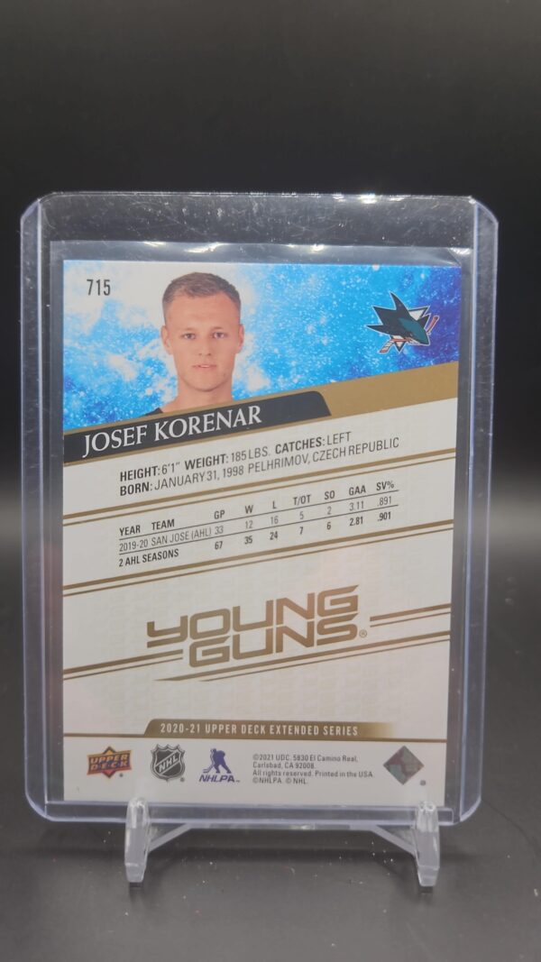 2020-21 Extended Series Young Guns Speckled Rainbow Foil Josef Korenar Rookie RC - Image 2
