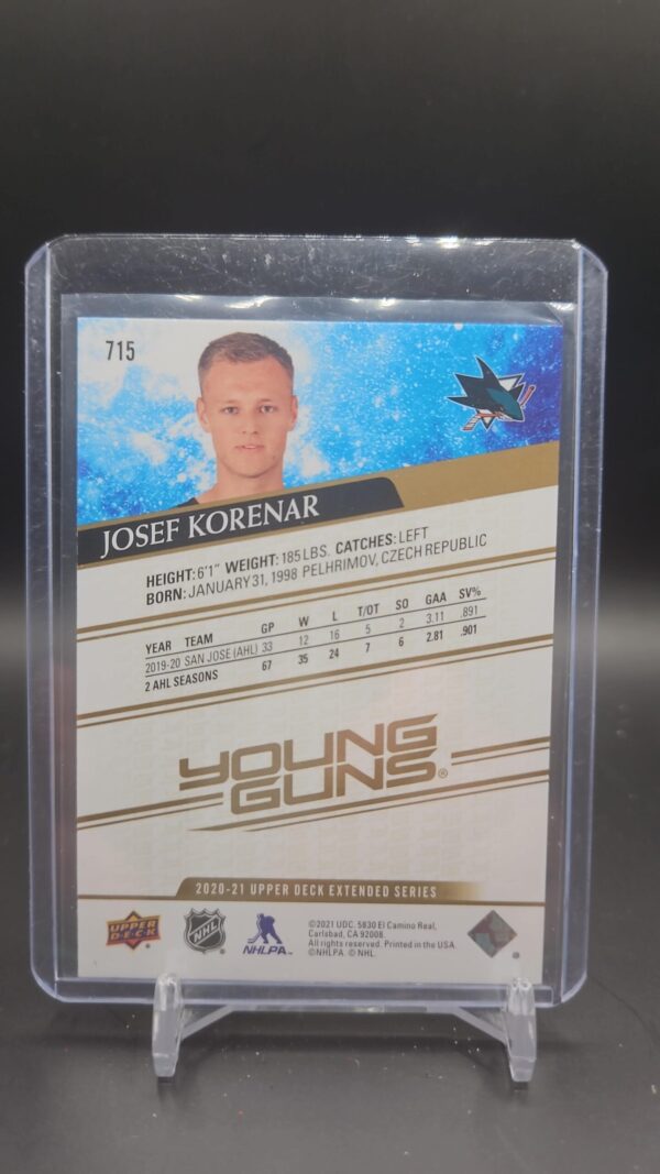 2020-21 Extended Series Young Guns Speckled Rainbow Foil Josef Korenar Rookie RC - Image 2