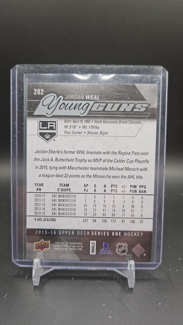 2015-16 Upper Deck Young Guns #202 Jordan Weal Los Angeles Kings - Image 2