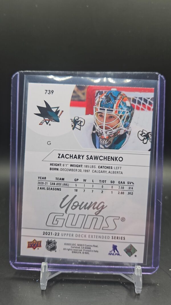 2021-22 Upper Deck Young Guns #739 Zachary Sawchenko - San Jose Sharks - Image 2