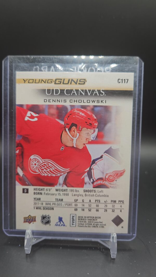 2018-19 Upper Deck Series 1 YG Young Guns Canvas C117 Dennis Cholowski Detroit - Image 2