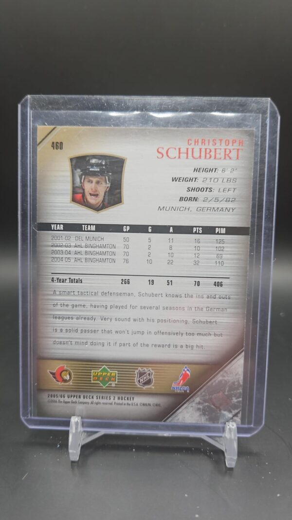 2005-06 Upper Deck Young Guns Christoph Schubert Ottawa Senators - Image 2