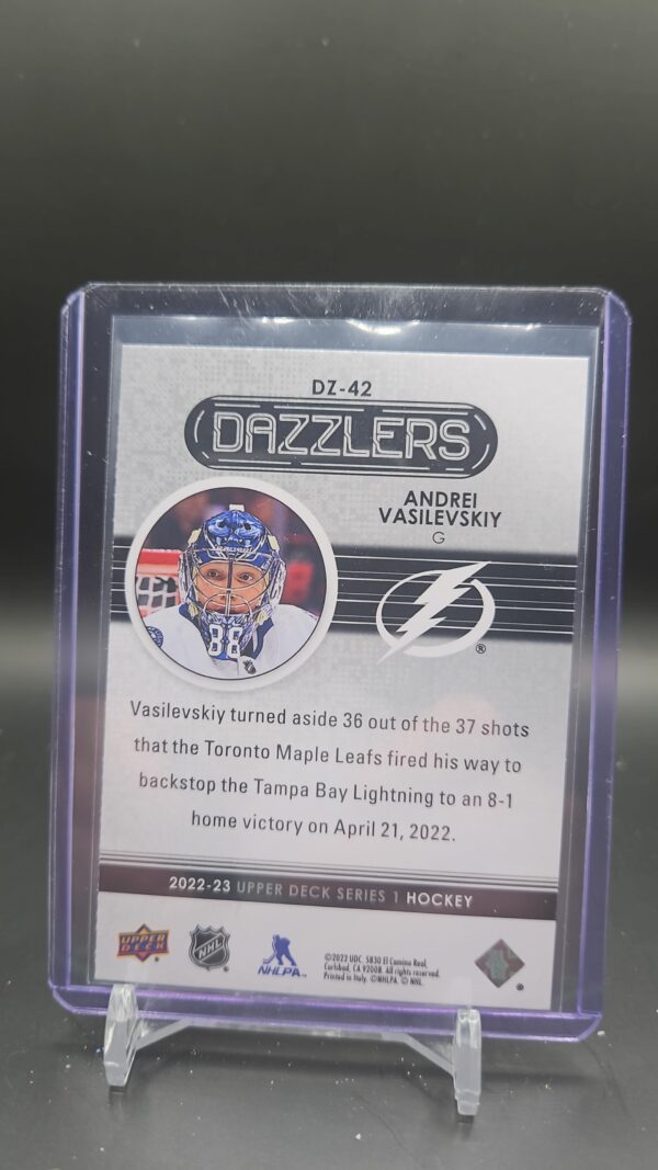 2022-23 Upper Deck Series 1 ANDREI VASILEVSKIY Tampa Bay Lightning Pink Dazzlers - Image 2