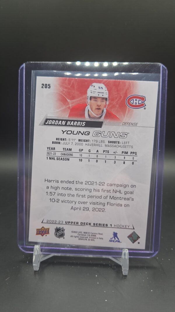 2022-23 Upper Deck Young Guns #205 Jordan Harris Montreal Canadiens RC - Image 2