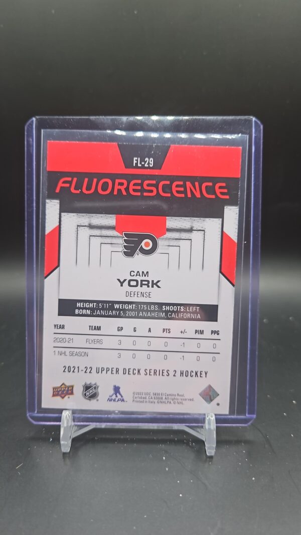 2021-22 Upper Deck Series 2 Fluorescence Red Cam York #FL-29 Rookie - Image 2