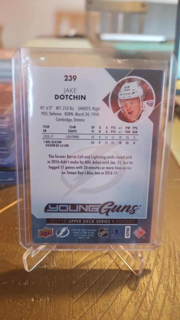 2017-18 Upper Deck Jake Dotchin Young Guns #239 Series 1 - Image 2