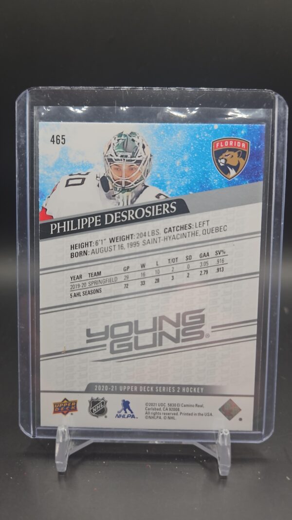 2020-21 Upper Deck #465 Philippe Desrosiers Young Guns Rookie Card - Image 2