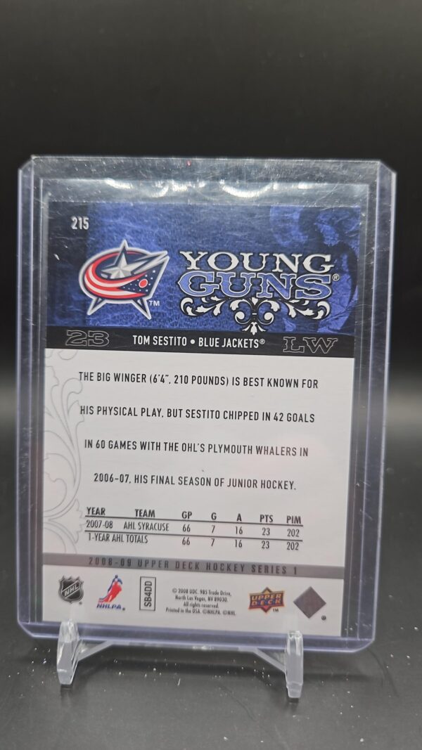 2008-09 Upper Deck Young Guns Tom Sestito Columbus #215 - Image 2