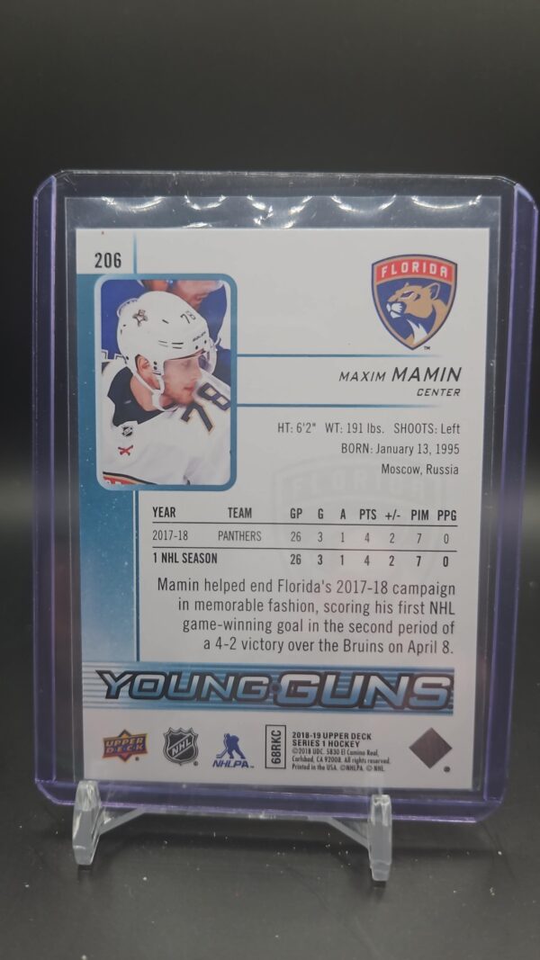 2018-19 Upper Deck Young Guns Maxim Mamin #206 - Image 2