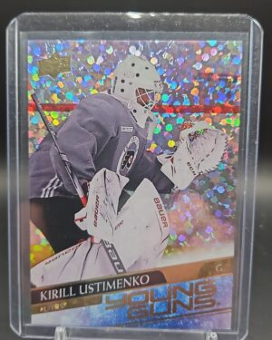 2020-21 Upper Deck Series 2 Young Guns Speckled Rainbow Foil Kirill Ustimenko Rookie Card #245 Philadelphia Flyers