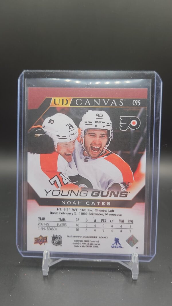 Noah Cates 2022-23 Upper Deck Series 1 Young Guns Canvas Rookie C95 Flyers - Image 2