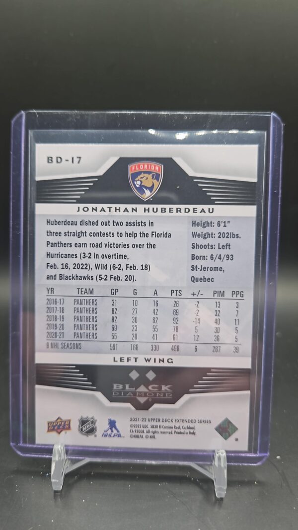 21-22 Extended Series Black Diamond 05-06 Retro 2 Star #BD-17 Jonathan Huberdeau - Image 2