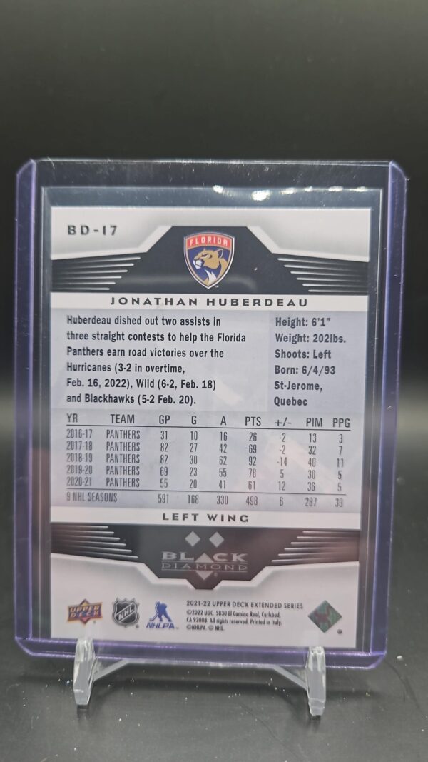 21-22 Extended Series Black Diamond 05-06 Retro 2 Star #BD-17 Jonathan Huberdeau - Image 2