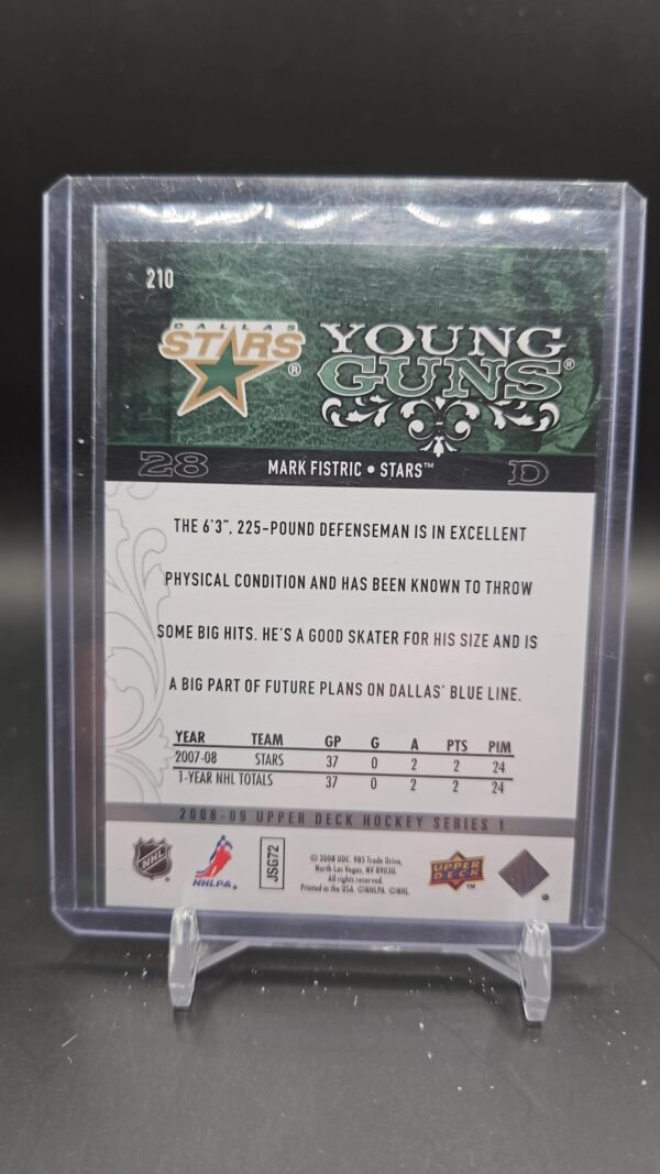 2008/09 UD SERIES 1 MARK FISTRIC YOUNG GUNS ROOKIE #210 - Image 2